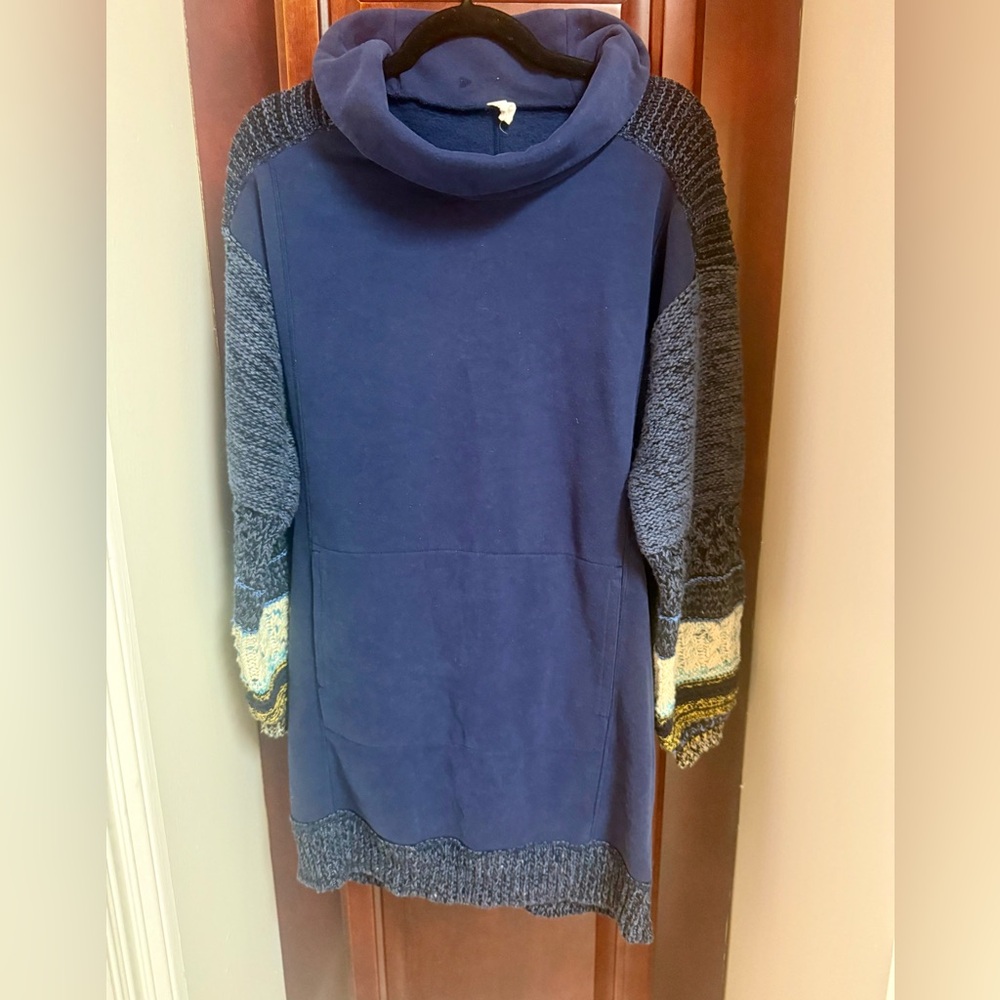 Daily Practice by Anthropologie Cozy Navy Cowl Neck Sweater Dress Size M
